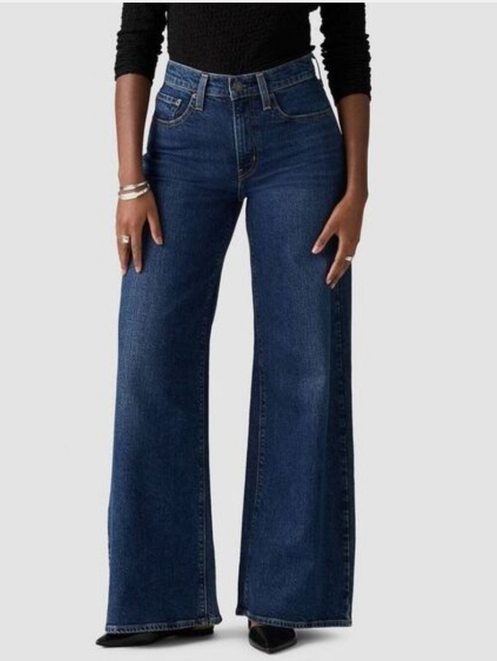 Levi’s 728 High Rise Wide Leg Jeans Women 34 Woodstock Dark Wash NWT